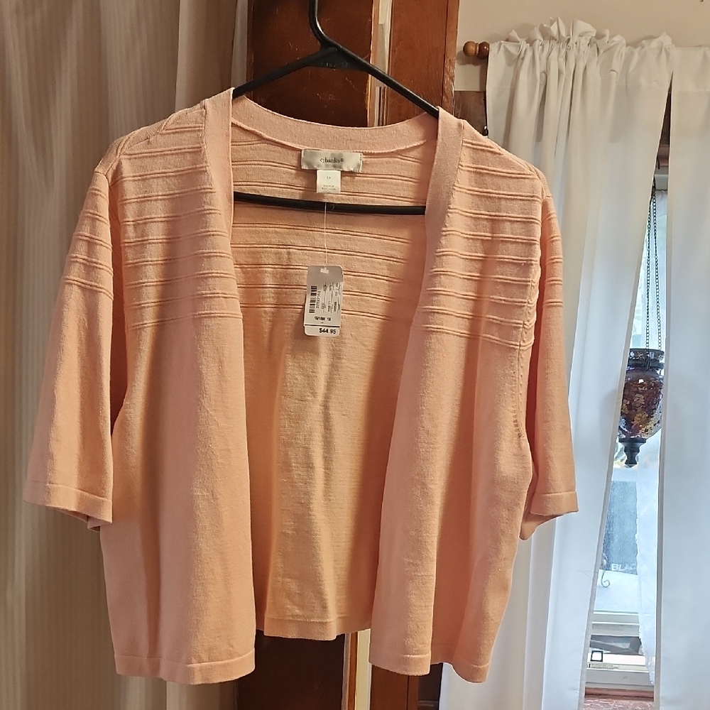 CJ Banks Peach Open-Front Blouse